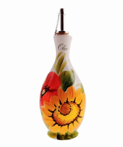 Sunflower And Poppy Design Italian Oil Pourer