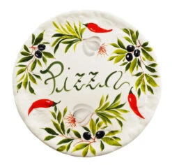 Garlic, Pepper, Olive Pizza Plate
