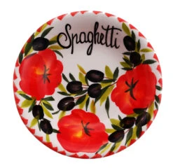 SMALL Tomato And Olive Design Italian Ceramic Spaghetti Bowl