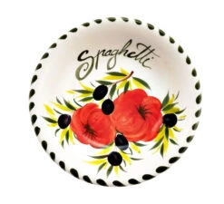 SMALL Tomato & Olive Design Italian Ceramic Spaghetti Bowl