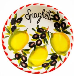 MEDIUM Lemon And Olive Design Ceramic Italian Spaghetti Bowl