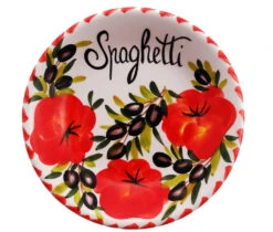 Tomato And Olive Design Ceramic Spaghetti Bowl