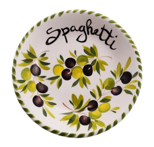MEDIUM Olives Design Italian Ceramic Spaghetti Bowl