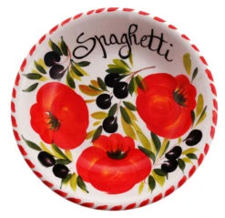 Large Tomato And Olives Design Spaghetti Bowl
