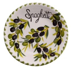 Large Size Olives Design Ceramic Italian Spaghetti Bowl