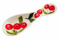 ‘NEW’ Cherries Design Ceramic Italian Spoon Rest