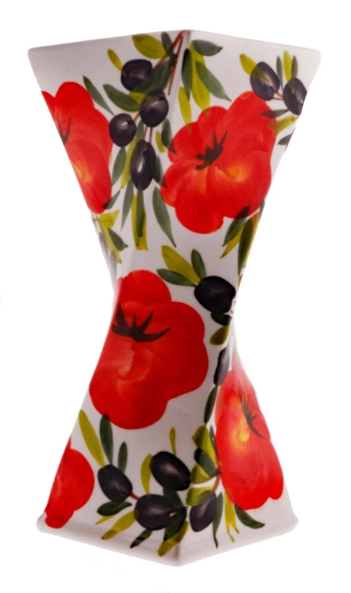 ‘LARGE’ Size Italian Tomato And Olive Design Ceramic Vase
