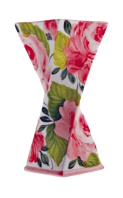 ‘SMALL’ Size Twisted Pink Rose Design Ceramic Vase
