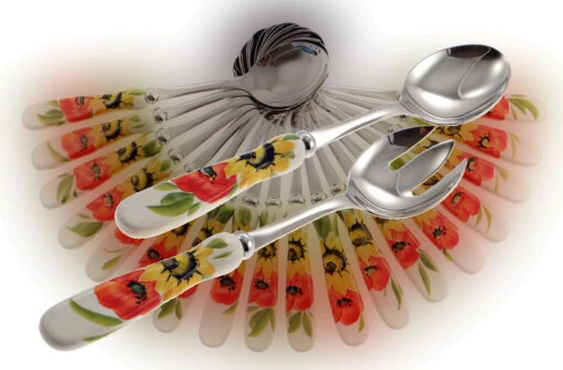 Sunflower And Poppy Salad Servers