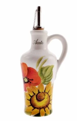 Italian Sunflower And Poppy Ceramic Aceta Pourer
