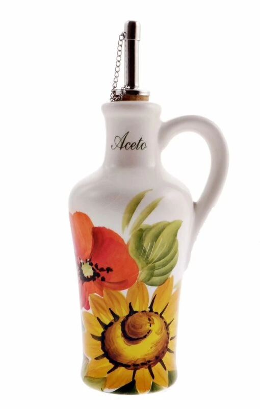 Italian Sunflower And Poppy Ceramic Aceta Pourer