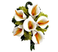 Lillies Flowers Ceramic Bouquet Italian Wall Plaque