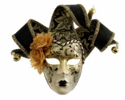 Black And Cream Flora Full Face Venetian Mask